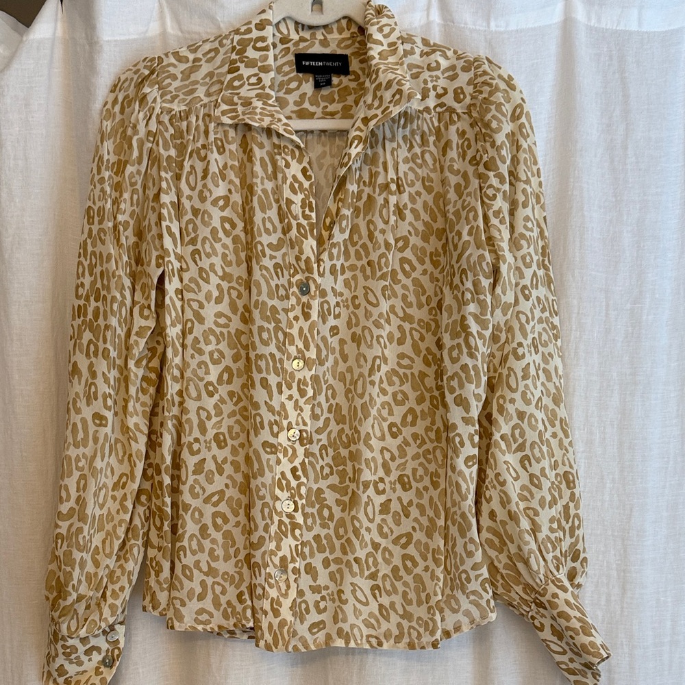 NWOT Fifteen Twenty Leopard Print Blouse - Cream and Beige Never worn!
